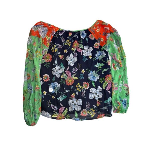 Johnny Was Green Embroidery Boho Blouse Long Sleeve Top, Size XS - Picture 2 of 4
